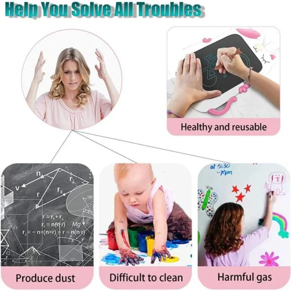 LCD Drawing Doodle Writing and Learning Scribble Board Pink White